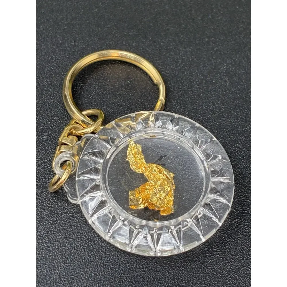 Alaska Souvenir Keychain Acrylic keychain filled with gold flakes - Lightweight